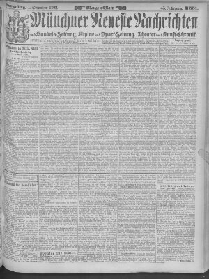 Münchner neueste Nachrichten Donnerstag 1. Dezember 1892