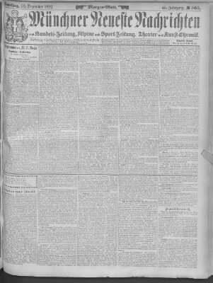 Münchner neueste Nachrichten Samstag 10. Dezember 1892