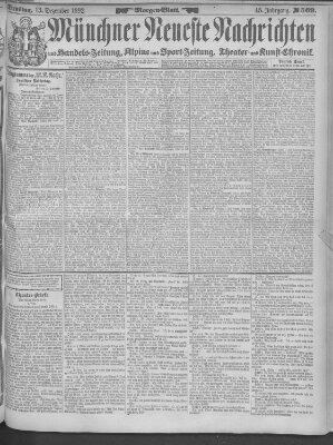 Münchner neueste Nachrichten Dienstag 13. Dezember 1892