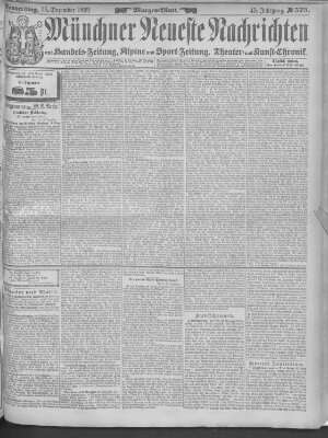 Münchner neueste Nachrichten Donnerstag 15. Dezember 1892