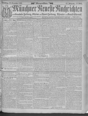 Münchner neueste Nachrichten Dienstag 20. Dezember 1892