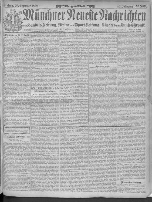 Münchner neueste Nachrichten Freitag 23. Dezember 1892