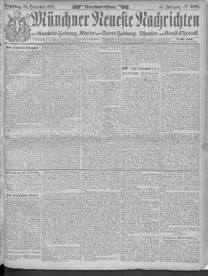 Münchner neueste Nachrichten Samstag 24. Dezember 1892