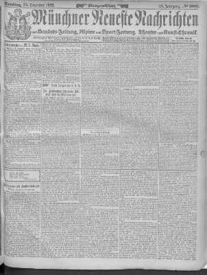 Münchner neueste Nachrichten Samstag 24. Dezember 1892