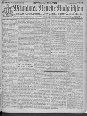 Münchner neueste Nachrichten Mittwoch 28. Dezember 1892