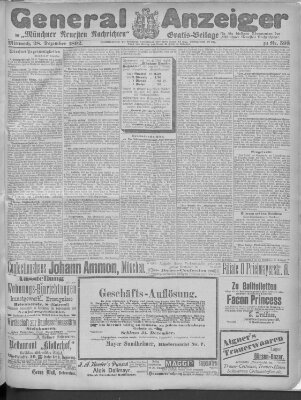 Münchner neueste Nachrichten Mittwoch 28. Dezember 1892