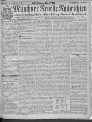 Münchner neueste Nachrichten Freitag 30. Dezember 1892