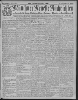 Münchner neueste Nachrichten Dienstag 2. Mai 1893