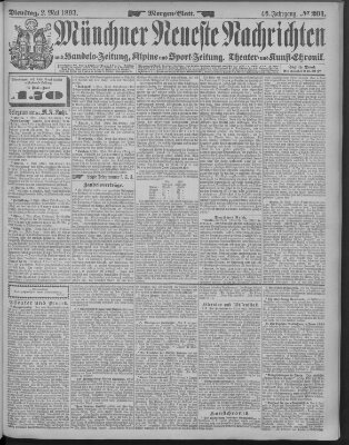 Münchner neueste Nachrichten Dienstag 2. Mai 1893