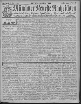 Münchner neueste Nachrichten Mittwoch 3. Mai 1893