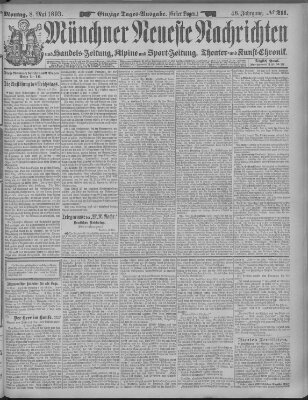 Münchner neueste Nachrichten Montag 8. Mai 1893