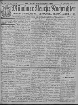 Münchner neueste Nachrichten Freitag 12. Mai 1893