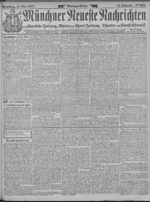 Münchner neueste Nachrichten Samstag 13. Mai 1893