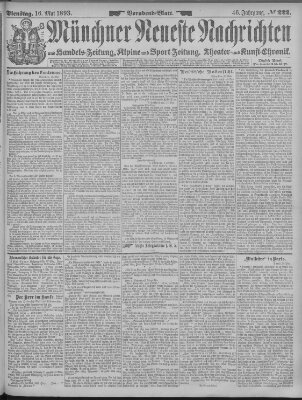 Münchner neueste Nachrichten Dienstag 16. Mai 1893