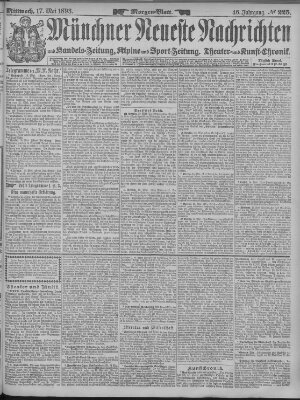 Münchner neueste Nachrichten Mittwoch 17. Mai 1893