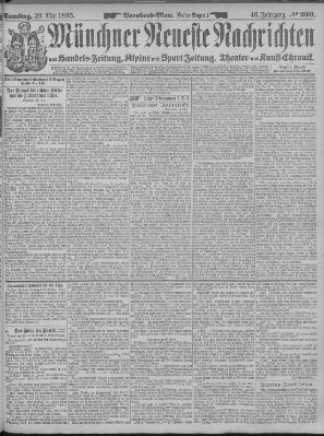 Münchner neueste Nachrichten Samstag 20. Mai 1893