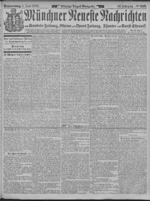 Münchner neueste Nachrichten Donnerstag 1. Juni 1893