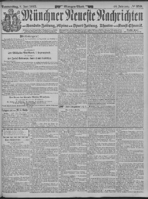 Münchner neueste Nachrichten Donnerstag 8. Juni 1893