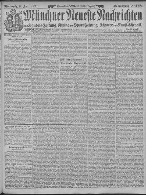 Münchner neueste Nachrichten Mittwoch 14. Juni 1893