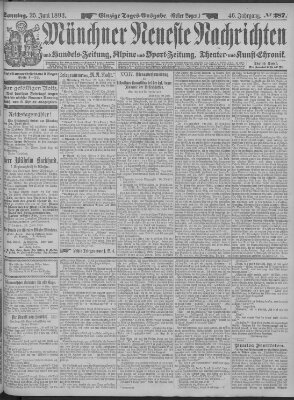 Münchner neueste Nachrichten Sonntag 25. Juni 1893