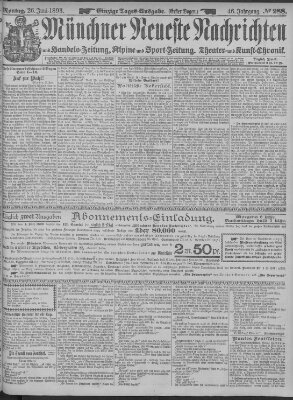 Münchner neueste Nachrichten Montag 26. Juni 1893