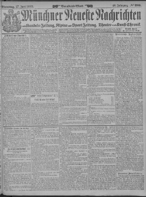 Münchner neueste Nachrichten Dienstag 27. Juni 1893