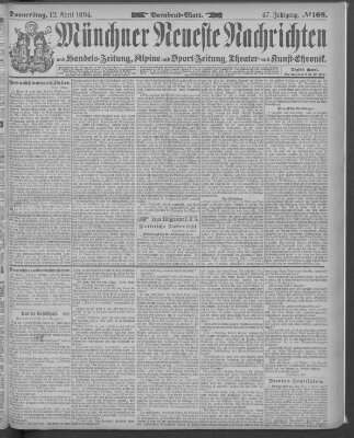 Münchner neueste Nachrichten Donnerstag 12. April 1894