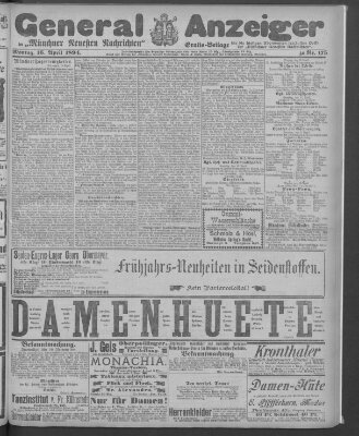 Münchner neueste Nachrichten Montag 16. April 1894