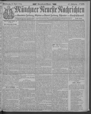 Münchner neueste Nachrichten Mittwoch 18. April 1894