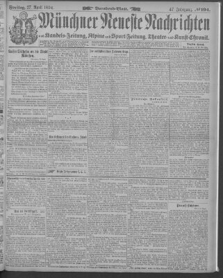 Münchner neueste Nachrichten Freitag 27. April 1894