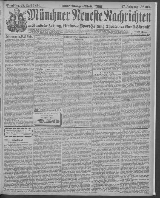 Münchner neueste Nachrichten Samstag 28. April 1894