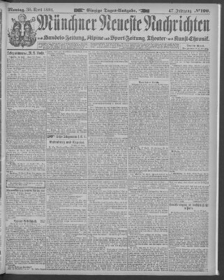 Münchner neueste Nachrichten Montag 30. April 1894