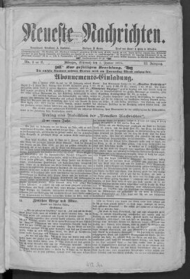 Neueste Nachrichten (Münchner neueste Nachrichten) Mittwoch 1. Januar 1879