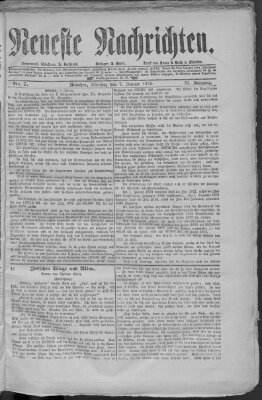 Neueste Nachrichten (Münchner neueste Nachrichten) Dienstag 7. Januar 1879