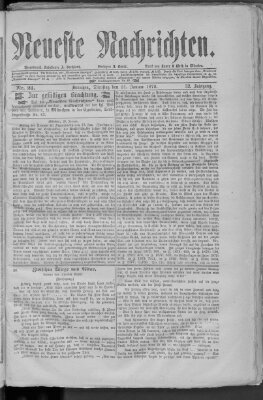 Neueste Nachrichten (Münchner neueste Nachrichten) Dienstag 21. Januar 1879