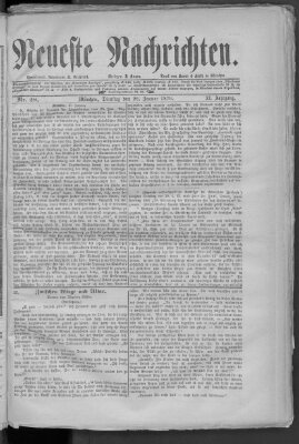 Neueste Nachrichten (Münchner neueste Nachrichten) Dienstag 28. Januar 1879