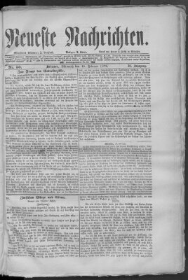 Neueste Nachrichten (Münchner neueste Nachrichten) Mittwoch 19. Februar 1879