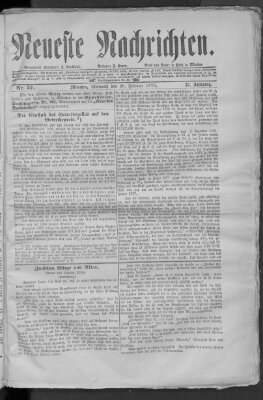 Neueste Nachrichten (Münchner neueste Nachrichten) Mittwoch 26. Februar 1879