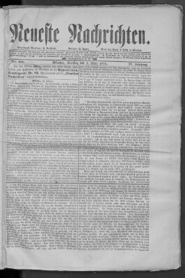 Neueste Nachrichten (Münchner neueste Nachrichten) Samstag 1. März 1879