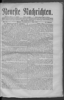 Neueste Nachrichten (Münchner neueste Nachrichten) Donnerstag 6. März 1879