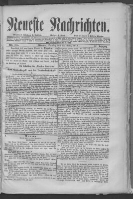 Neueste Nachrichten (Münchner neueste Nachrichten) Samstag 15. März 1879