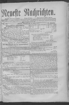 Neueste Nachrichten (Münchner neueste Nachrichten) Mittwoch 19. März 1879