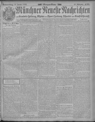 Münchner neueste Nachrichten Donnerstag 16. Januar 1896