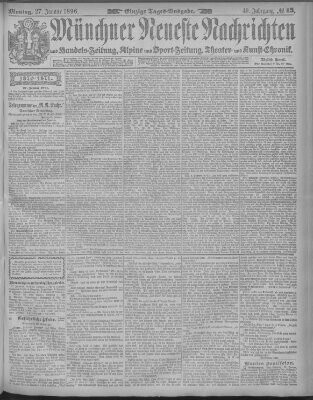 Münchner neueste Nachrichten Montag 27. Januar 1896