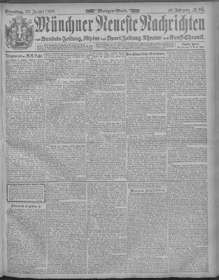 Münchner neueste Nachrichten Dienstag 28. Januar 1896