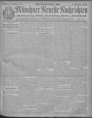 Münchner neueste Nachrichten Freitag 14. Februar 1896