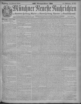 Münchner neueste Nachrichten Samstag 15. Februar 1896