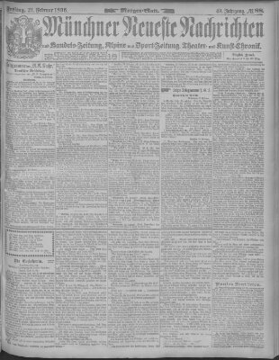 Münchner neueste Nachrichten Freitag 21. Februar 1896