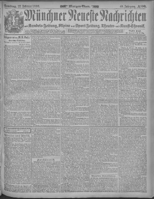 Münchner neueste Nachrichten Samstag 22. Februar 1896