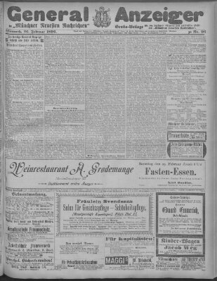 Münchner neueste Nachrichten Mittwoch 26. Februar 1896